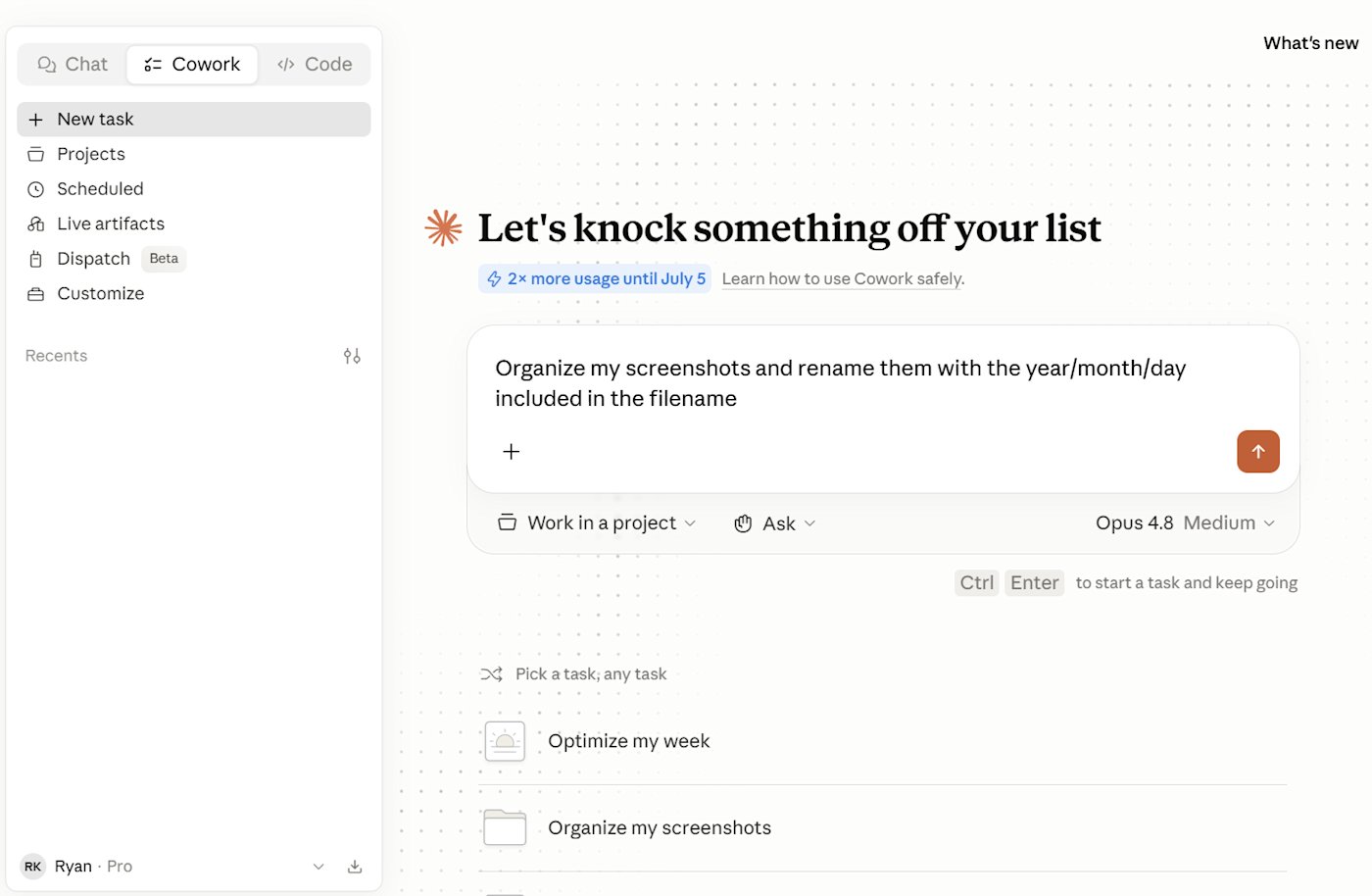 Claude, screenshot 2